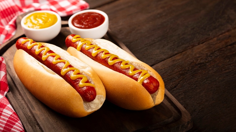 Hot dogs with mustard