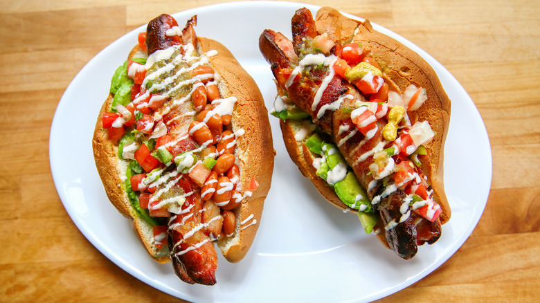 Sonoran hot dogs on plate