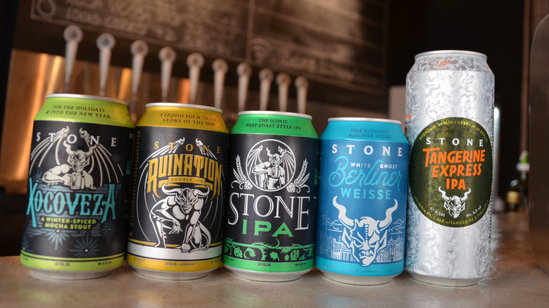 Beer cans from Stone Brewing