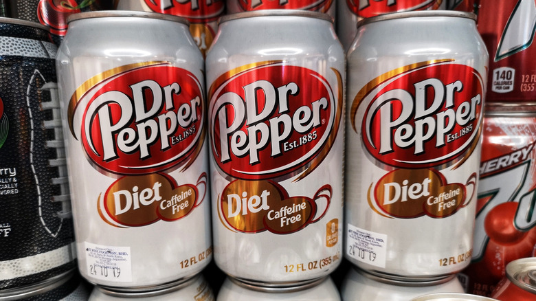 Cans of Diet Dr Pepper