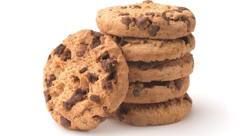 A stack of chocolate chip cookies