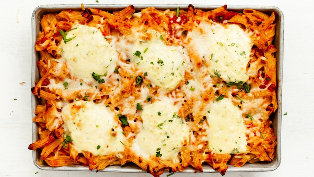 Baked ziti in pan