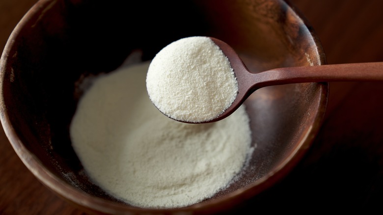 powdered milk in a bowl