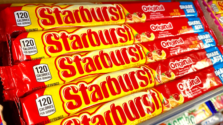 Starburst candies in a brown box