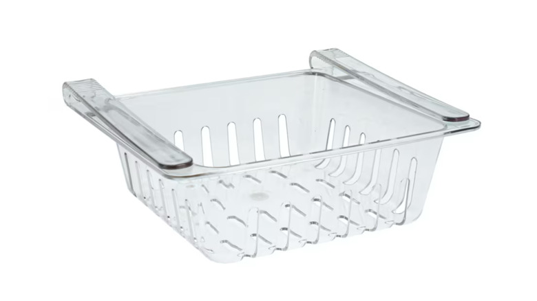 A clear, clip-on fridge basket