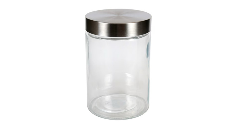 A glass jar with stainless steel lid