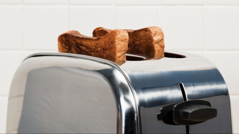 toaster with two pieces of bread