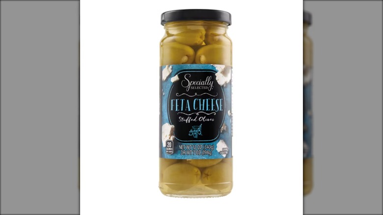 jar of feta stuffed olives