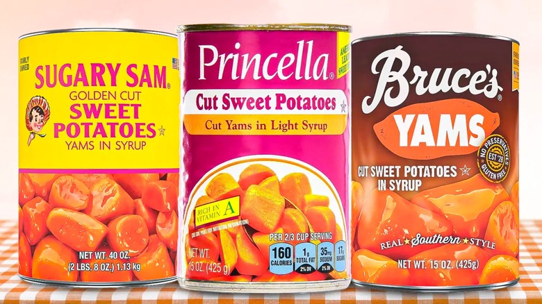 cans of chopped sweet potatos