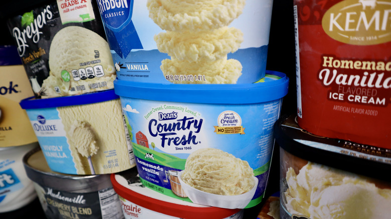 ice cream containers stacked