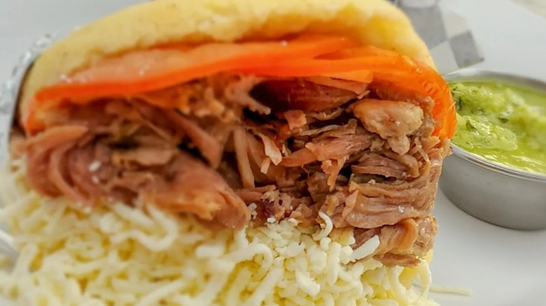 closeup of arepa