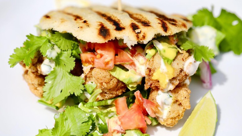 arepa with fresh ingredients