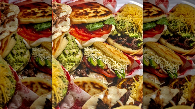 a variety of different arepas