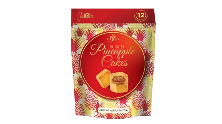 A bag of Isabelle pineapple cakes on a white background