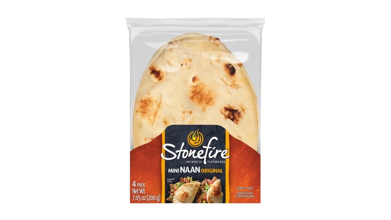 Package of Stonefire original mini naan on a white background