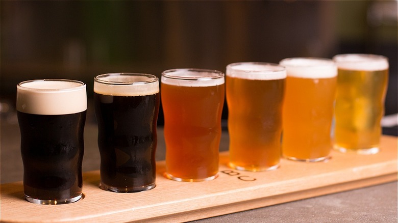 Selection of beers in glasses