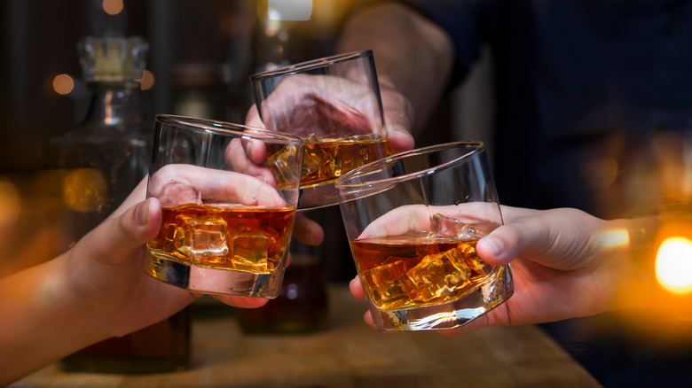 whiskey cocktails in glasses