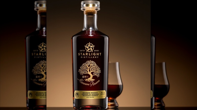 bottle and snifter of Starlight bourbon