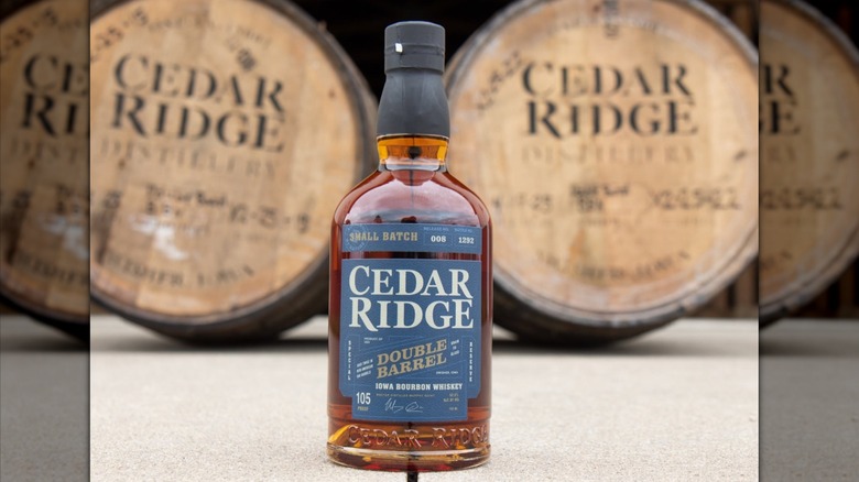 bottle of Cedar Ridge Iowa bourbon