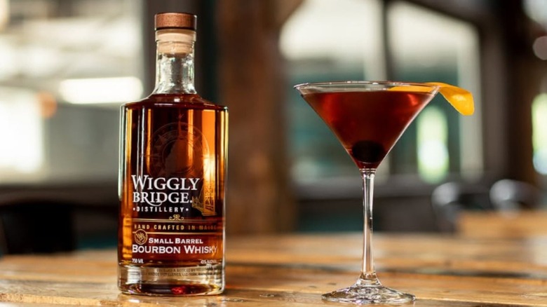 Wiggly Bridge bourbon with cocktail glass