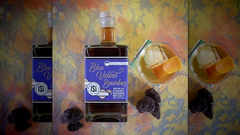 bottle of Blue Velvet straight bourbon