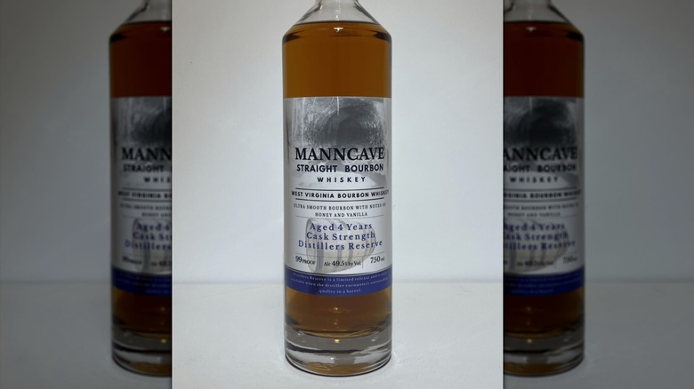 MannCave Distilling cask strength bourbon bottle