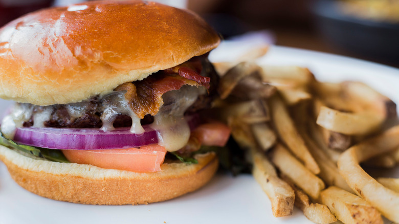 Fridays bacon cheeseburger and fries