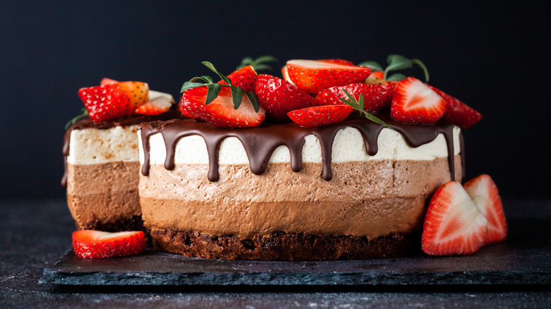 chocolate cake with strawberries