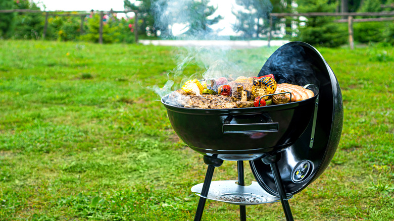 small grill on campground