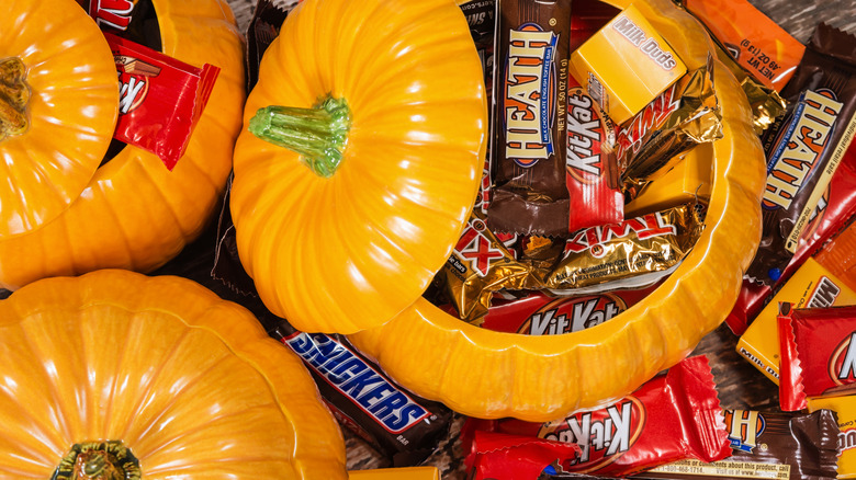 Ceramic pumpkin with chocolate candy