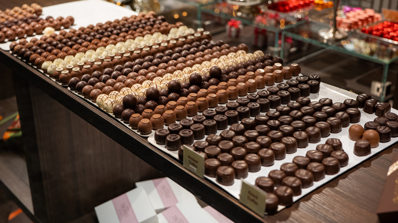 assorted chocolates in shop display
