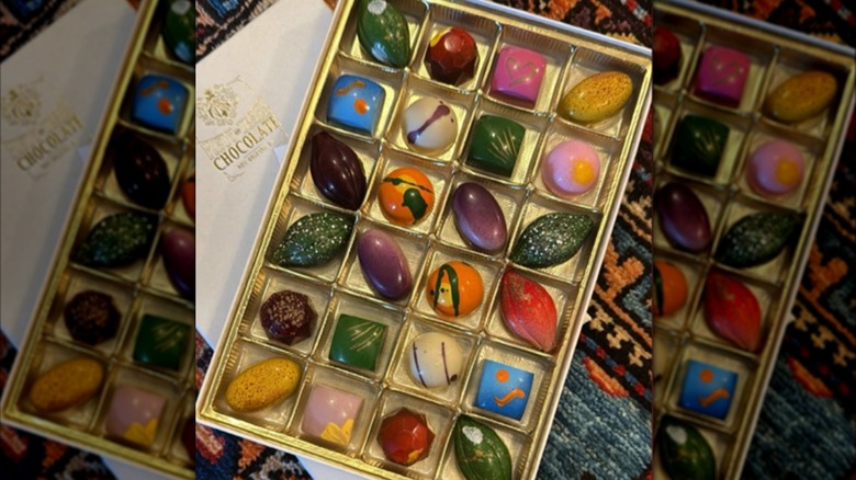 Colorful Piety and Desire chocolates.