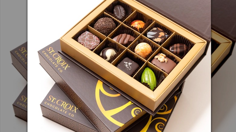Gift box of deluxe artisanal chocolates.