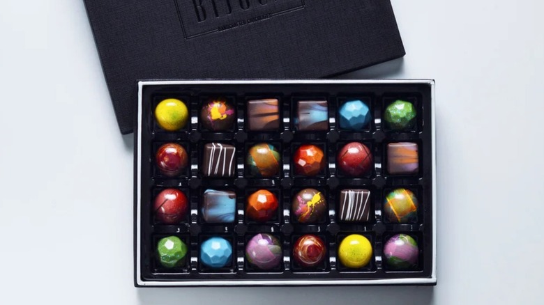 Gift box of jewel-like chocolates.