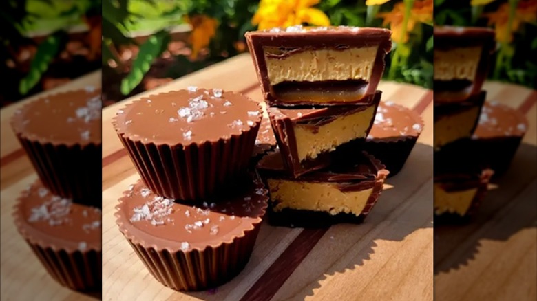 Stack of salted peanut butter cups.