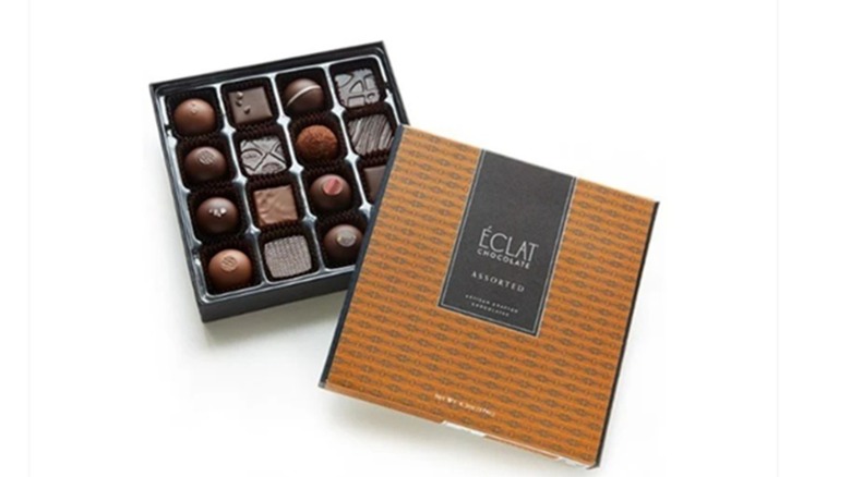 Boxed collection of fine chocolates.