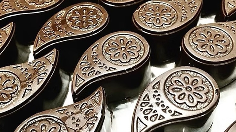 Paisley-shaped chocolate candies.