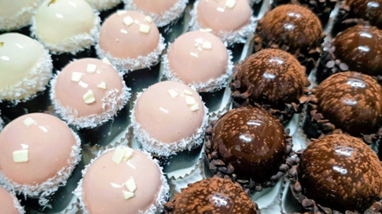 Selection of chocolate bonbons.