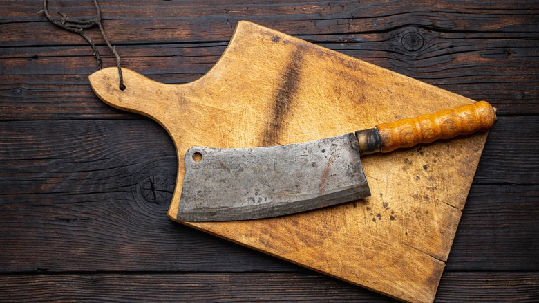 Cleaver on a cutting board 
