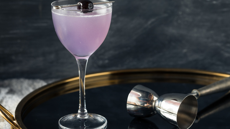 Aviation cocktail with jigger