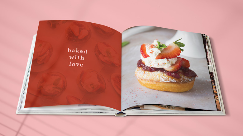cookbook with strawberry shortcake recipe