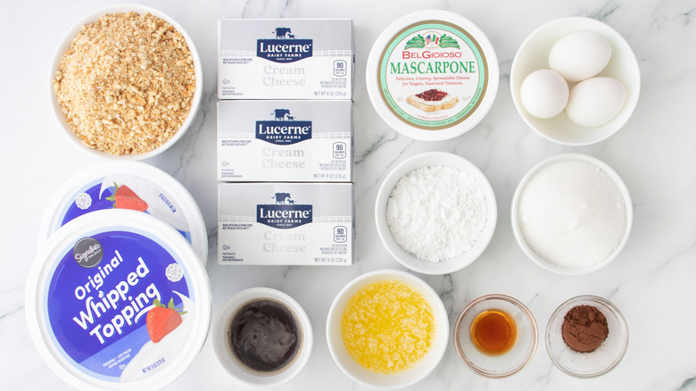 Ingredients for copycat Costco tiramisu cheesecake