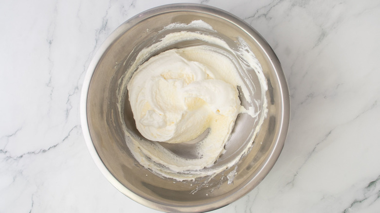 Whipped topping in mixing bowl