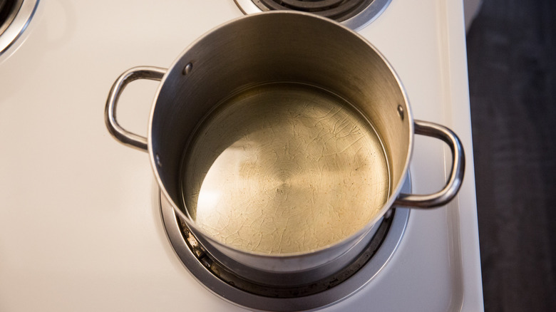 oil heating in medium pot