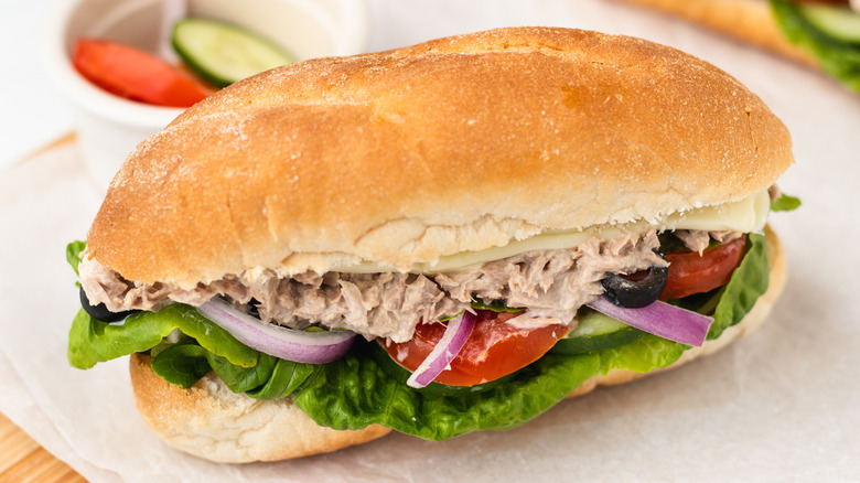tuna sandwich on sub roll