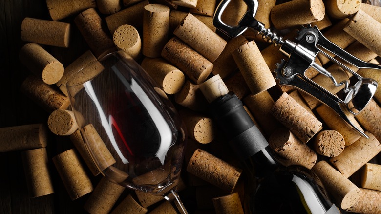 corks corkscrew wine bottle glass