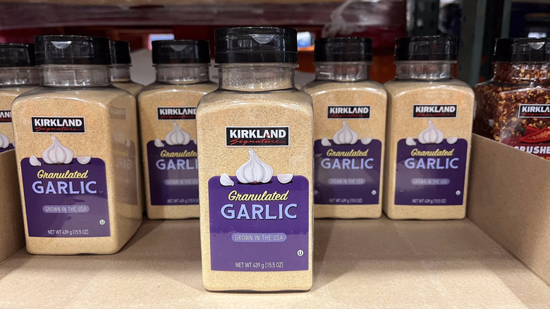 Jars of Kirkland granulated garlic at Costco