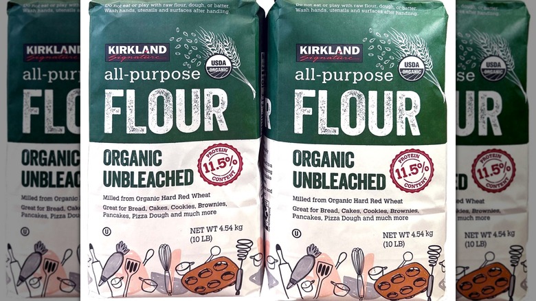 Bags of Kirkland Signature Organic Unbleached All Purpose Flour