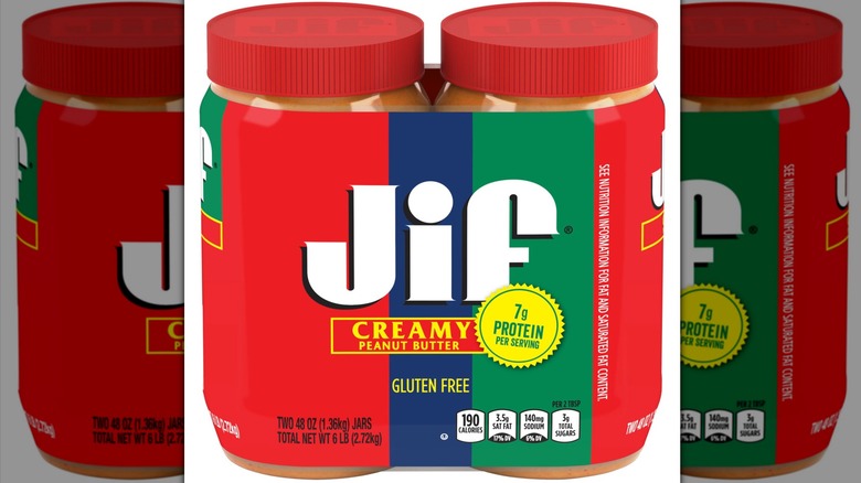 Two Jif Creamy Peanut Butter 48 ounce jars