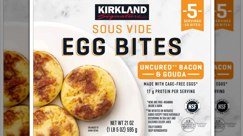 Box of Kirkland Signature Uncured Bacon and Gouda Egg Bites